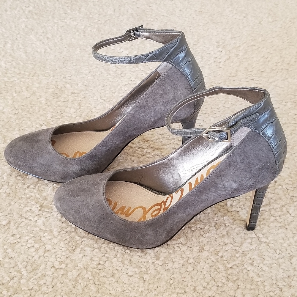 Sam Edelman Leather Suede Ankle Strap Pumps Sz 6